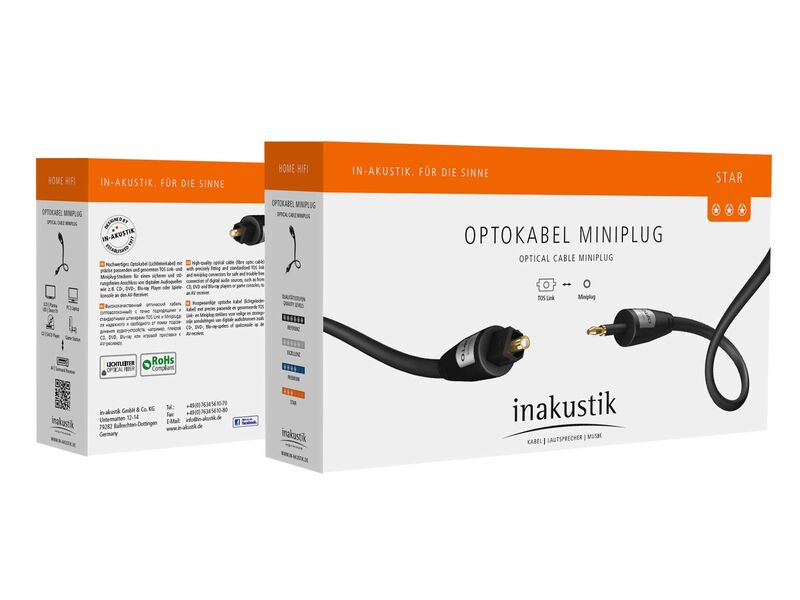 Кабель оптический In-Akustik Star Optical Cable Toslink - Miniplug 3.0m #00312131 артикул A112353-1-2