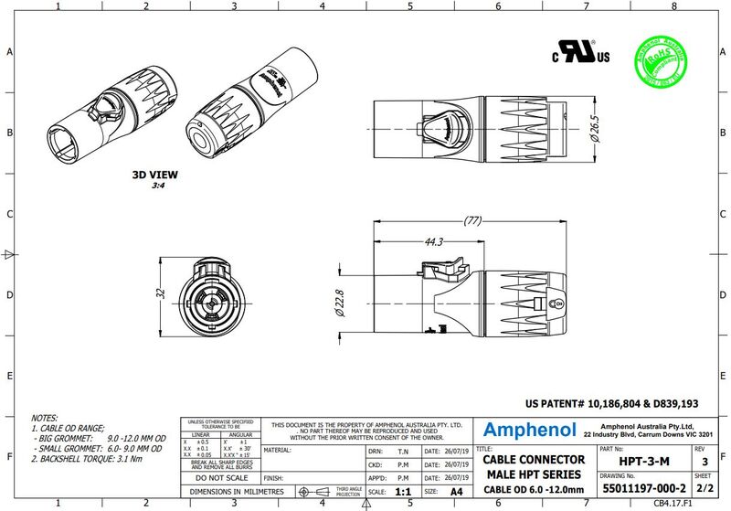 Разъем Amphenol HPT-3-M артикул A131939-1-2