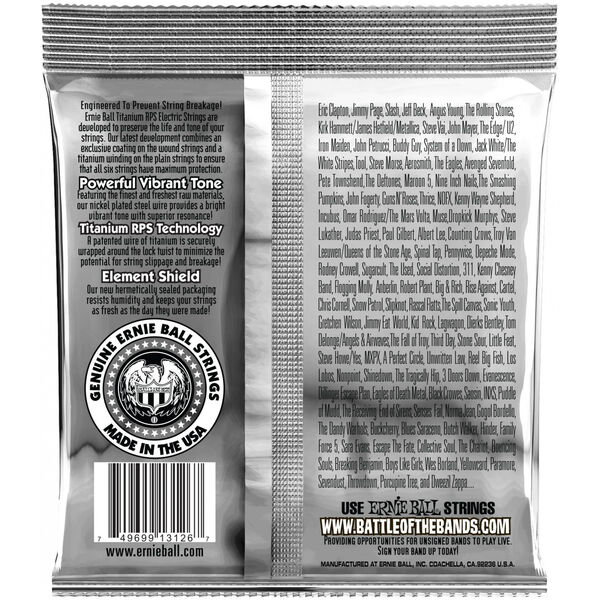 Струны для электрогитары Ernie Ball 3126 Titanium RPS Not Even Slinky артикул A168548-1-2