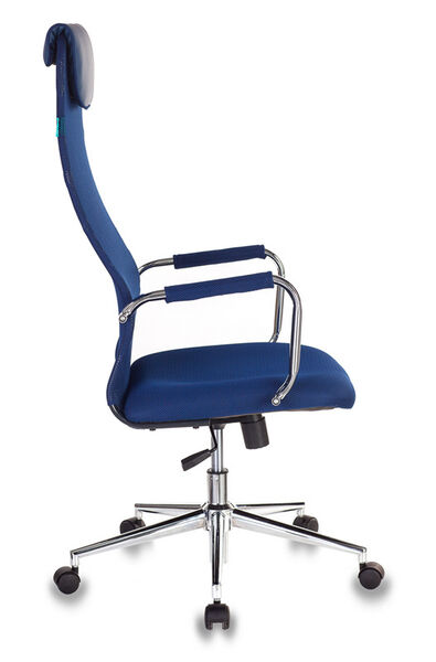 Кресло Бюрократ KB-9N/DB/TW-10N (Office chair KB-9N blue TW-05N TW-10N mesh/fabric headrest cross metal хром) артикул A148183-1-3