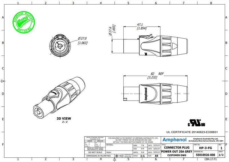 Разъем Amphenol HP-3-FG артикул A131933-1-2
