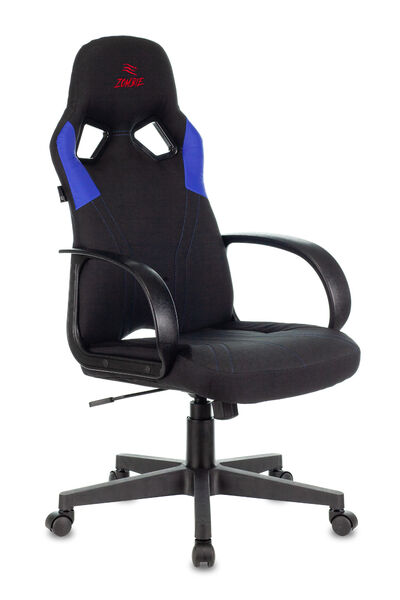 Кресло Zombie RUNNER BLUE (Game chair RUNNER black/blue textile/eco.leather cross plastic) артикул A148177-1