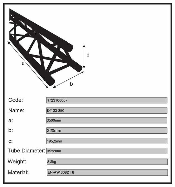 Ферма алюминиевая Dura Truss DT 23-350 straight артикул A125820-1-2