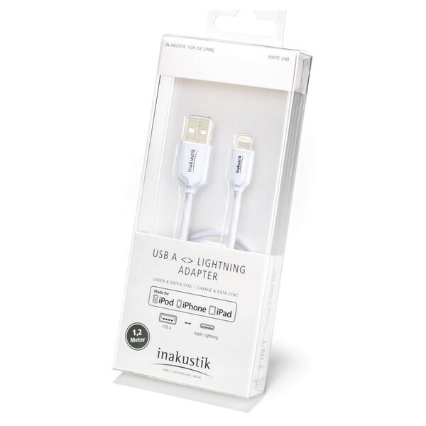 Кабель In-Akustik White Apple Lightning > USB A 1.2m #010392120 артикул A112290-1