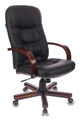 Кресло Бюрократ T-9908/WALNUT (Office chair T-9908 black leather cross metal/wood) артикул A148321-1-1