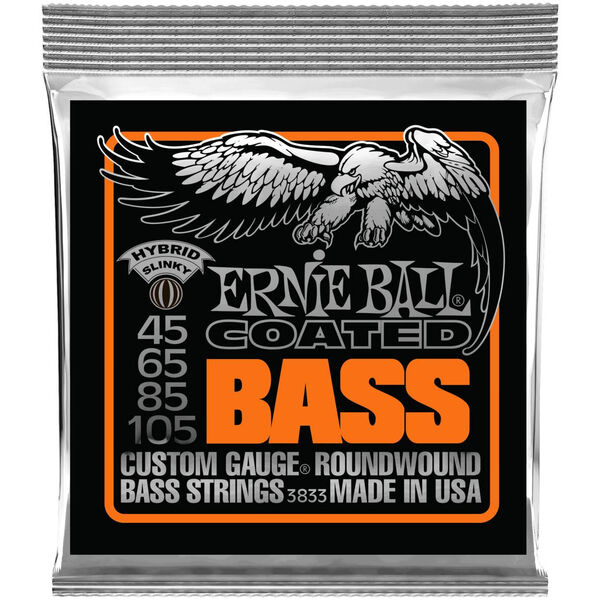 Струны для бас-гитары Ernie Ball 3833 Coated Bass Hybrid Slinky артикул A168349-1