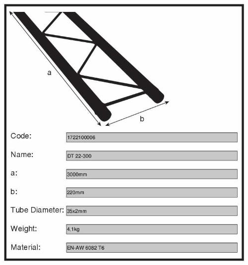 Ферма алюминиевая Dura Truss DT 22-300 straight артикул A125800-1-3
