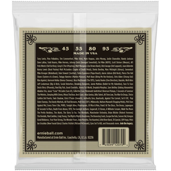 Струны для акустической бас-гитары Ernie Ball 2070 Earthwood Acoustic Bass артикул A168308-1-2