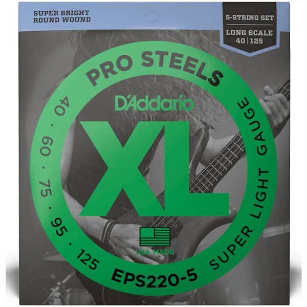 Струны D'Addario EPS220-5 PROSTEELS 5-STRING BASS SUPER LIGHT 40-125 артикул A153696-1