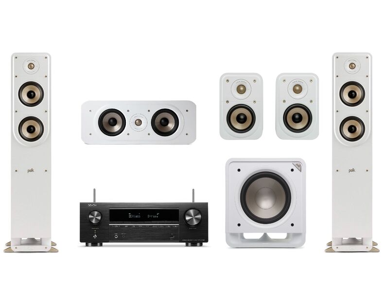 Комплект домашнего кинотеатра Denon AVR-X1700H + Polk Audio SIGNATURE ELITE ES10 + SIGNATURE ELITE ES30 + SIGNATURE ELITE ES50 + HTS SUB 10 white артикул A147928-1
