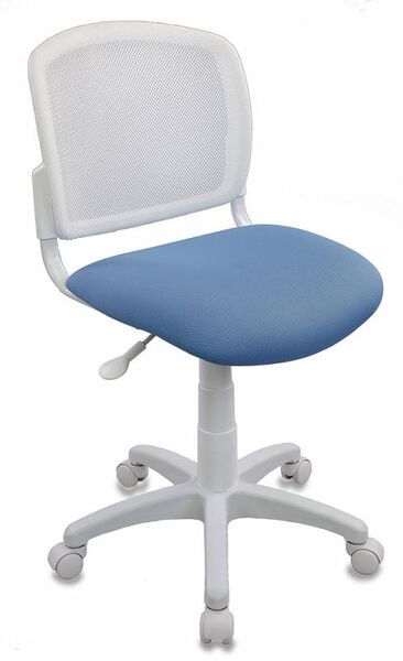 Кресло Бюрократ CH-W296NX/26-24 (Children chair CH-W296NX white TW-15 seatblue 26-24 mesh/fabric cross plastic plastik белый) артикул A148300-1