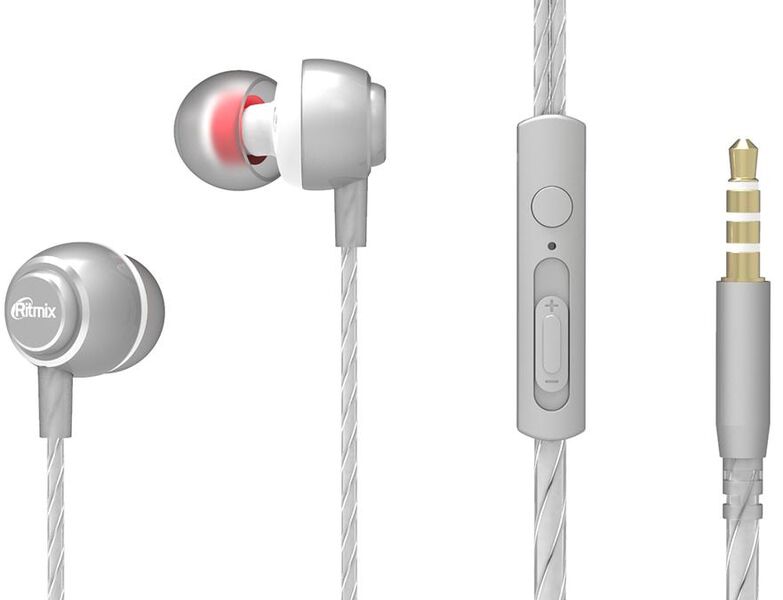 Наушники Ritmix RH-150M silver артикул A116430-1