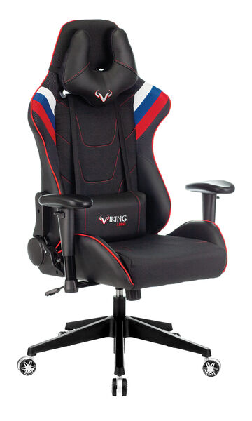 Кресло Zombie VIKING 4 AERO RUS (Game chair VIKING 4 AERO white/blue/red textile/eco.leather headrest cross plastic) артикул A148191-1