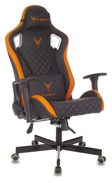 Кресло Knight OUTRIDER BO (Game chair Knight Outrider black/orange rombus eco.leather headrest cross metal) артикул A148255-1