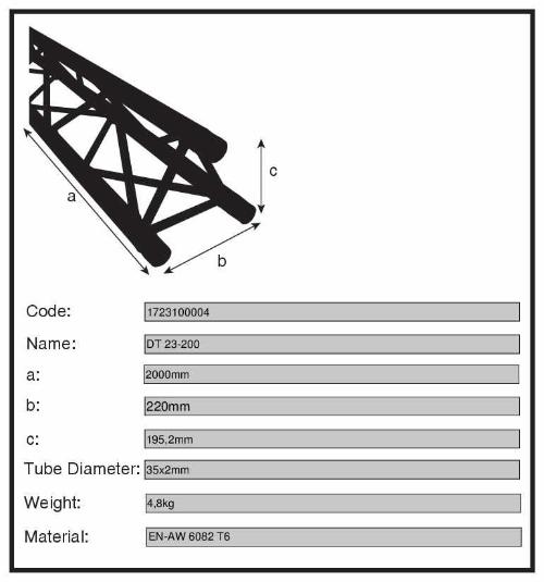 Ферма алюминиевая Dura Truss DT 23-200 straight артикул A125819-1-2