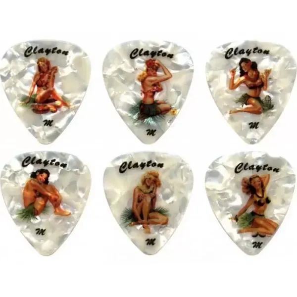 Медиаторы CLAYTON HHT/12 - HULA HOTTIES, Thin, белый целлулоид 12шт артикул A167927-1