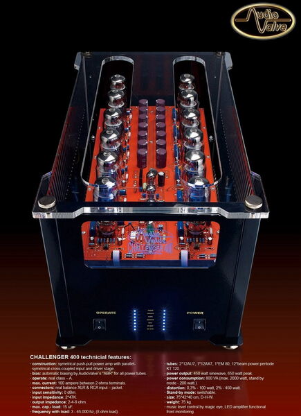 Усилитель мощности AUDIO VALVE Challenger 400 black артикул A106904-1-2