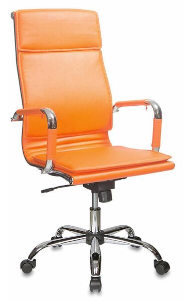 Кресло Бюрократ CH-993/ORANGE (Office chair CH-993 orange eco.leather cross metal хром) артикул A148266-1