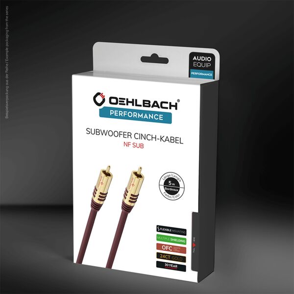 Кабель межблочный аудио Oehlbach PERFORMANCE NF Sub-cable cinch/cinch2, 8.0m mono black, D1C21538 артикул A159819-1-5