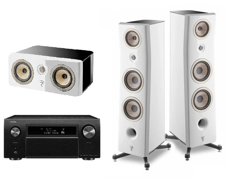 Комплект домашнего кинотеатра Denon AVR-S960H + Focal Kanta N° 3 White HG Carrara White LQR + Kanta Center Black HG Carrara White артикул A147924-1