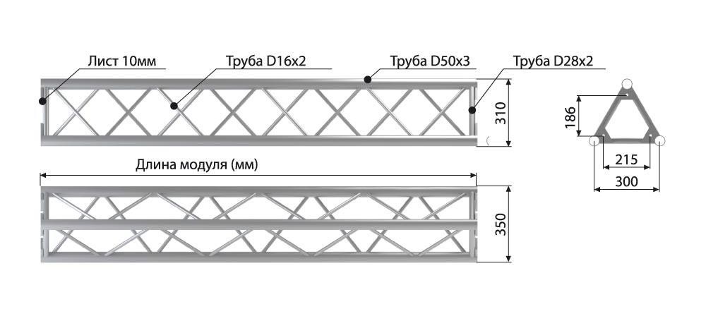Прямой модуль треугольной конфигурации Imlight T50/35-2000 артикул A118074-1