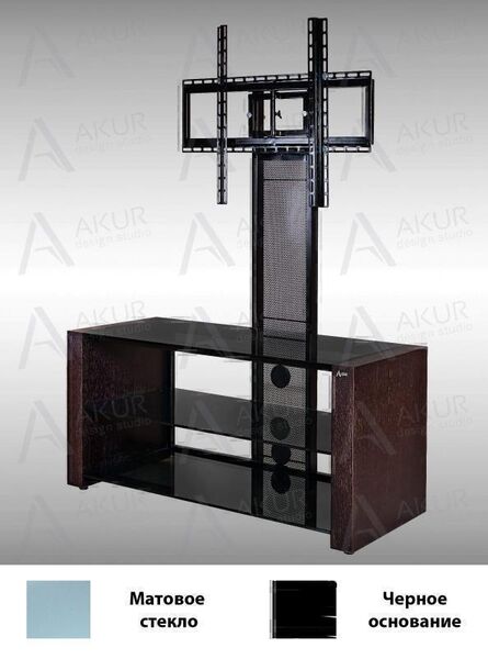 Тумбы под телевизор с креплением Akur Classic PS 1500мм матовое стекло-черный артикул X33957614-1