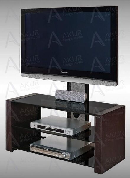 Тумбы под телевизор с креплением Akur Classic PS 1500мм дымчатое стекло-чёрный артикул X33957650-1-2