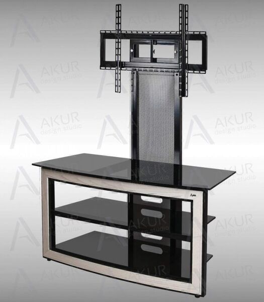 Тумбы под телевизор с креплением Akur Estelle PS 1200мм дымчатое стекло-чёрный артикул X33957424-1-10
