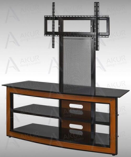Тумбы под телевизор с креплением Akur Estelle PS 1200мм дымчатое стекло-чёрный артикул X33957424-1