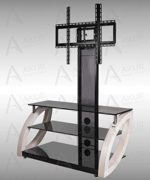 Тумбы под телевизор с креплением Akur Fantom PS 800мм дымчатое стекло-чёрный артикул X33956861-1-2