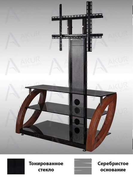Тумбы под телевизор с креплением Akur Fantom PS 1500мм дымчатое стекло-серебристый артикул X33956982-1