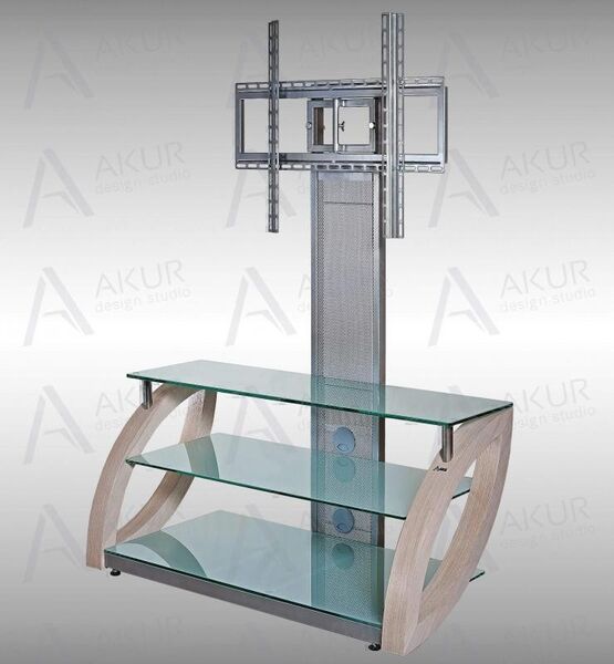 Тумбы под телевизор с креплением Akur Fantom PS 800мм прозрачное стекло-серебристый артикул X33956801-1-2