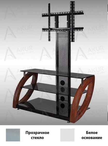 Тумбы под телевизор с креплением Akur Fantom PS 1500мм прозрачное стекло-белый артикул X33956922-1