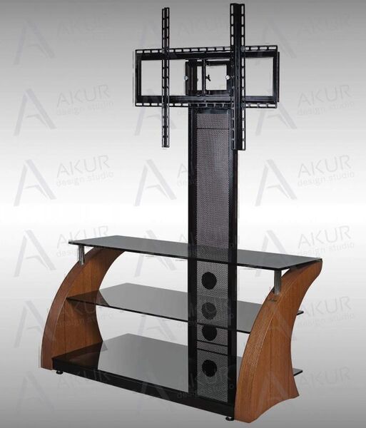 Тумбы под телевизор с креплением Akur Rakurs PS 800мм дымчатое стекло-чёрный артикул X33954680-1-2