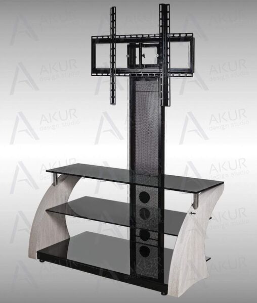 Тумбы под телевизор с креплением Akur Rakurs PS 800мм дымчатое стекло-чёрный артикул X33954680-1-3