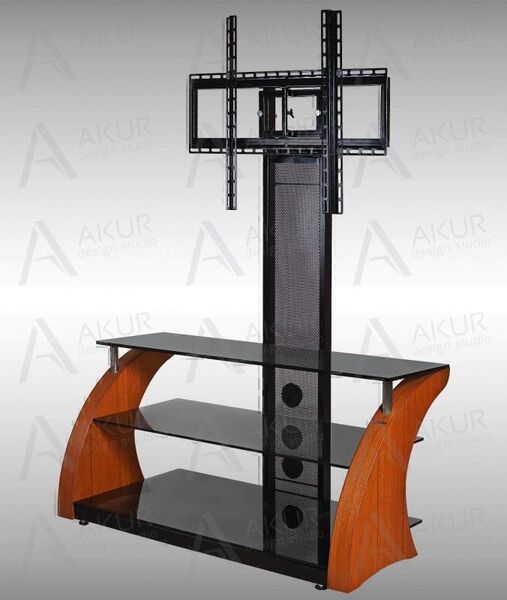 Тумбы под телевизор с креплением Akur Rakurs PS 800мм дымчатое стекло-чёрный артикул X33954680-1-4