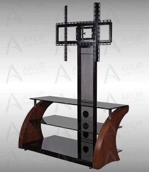 Тумбы под телевизор с креплением Akur Rakurs PS 800мм дымчатое стекло-чёрный артикул X33954680-1