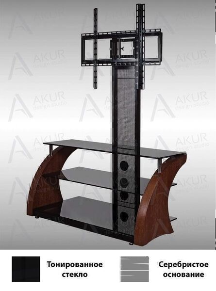 Тумбы под телевизор с креплением Akur Rakurs PS 800мм дымчатое стекло-серебристый артикул X33954692-1