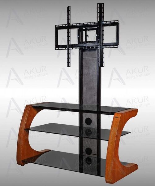 Тумбы под телевизор с креплением Akur Sikvel PS 800мм дымчатое стекло-чёрный артикул X33954229-1-2