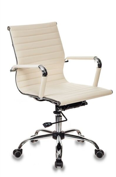 Кресло Бюрократ CH-883-LOW/IVORY (Office chair CH-883-LOW ivory eco.leather low back cross metal хром) артикул A148275-1