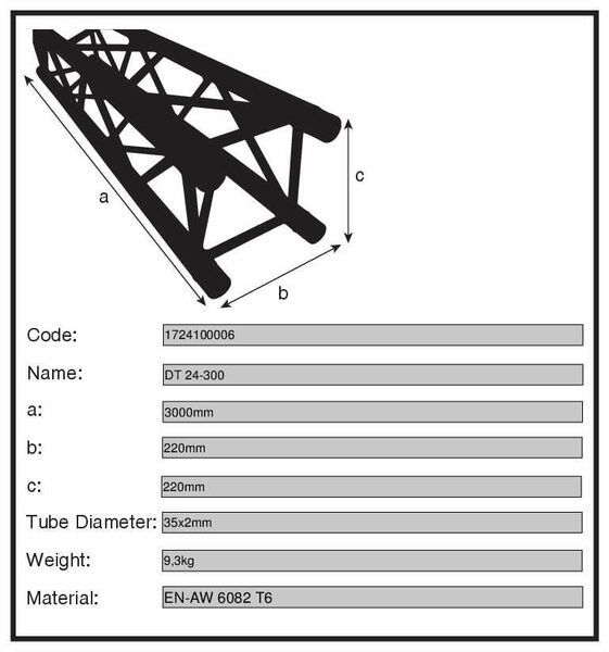 Ферма алюминиевая Dura Truss DT 24-300 артикул A125835-1-3