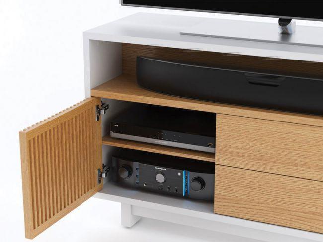 Тумбы под телевизор с креплением BDI Vertica 8556 satin white & white oak артикул X33935303-1-2