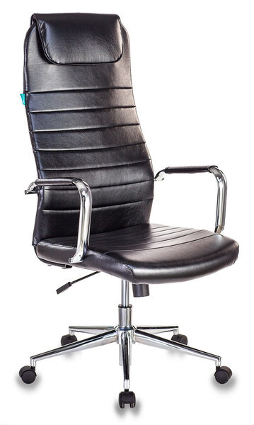 Кресло Бюрократ KB-9N/ECO/BLACK (Office chair KB-9N/ECO black eco.leather headrest cross metal хром) артикул A148222-1