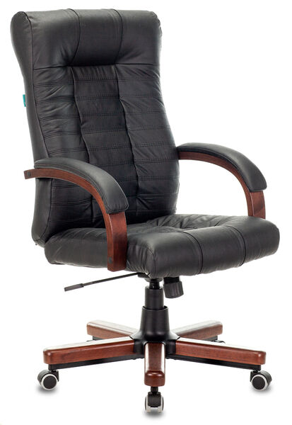 Кресло Бюрократ KB-10WALNUT/B/LEATH (Office chair KB-10WALNUT black leather cross metal/wood) артикул A148250-1