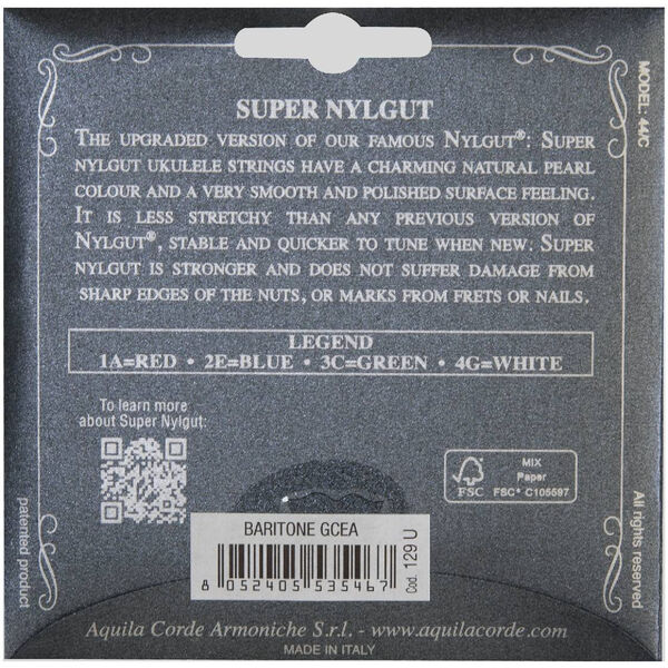 Струны для баритон укулеле Aquila Super Nylgut 129U артикул A168960-1-2