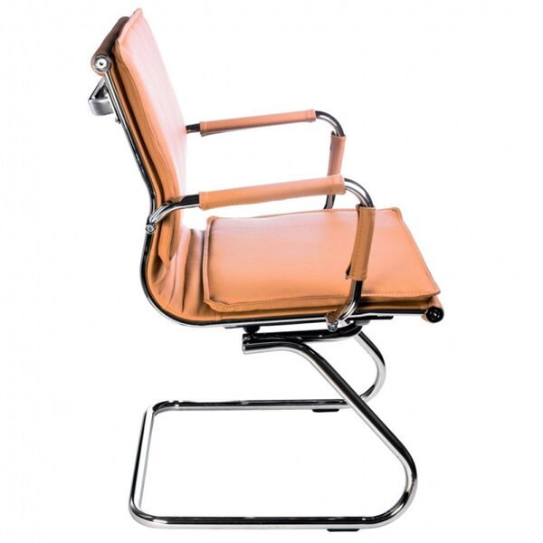 Кресло Бюрократ CH-993-LOW-V/CAMEL (Office chair Ch-993-Low-V light brown eco.leather low back runners metal хром) артикул A148312-1-3