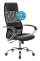 Кресло Бюрократ CH-608SL/BLACK (Office chair CH-608SL black TW-01 TW-11 eco.leather/gauze headrest cross metal хром) артикул A148145-1-1