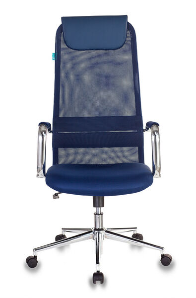 Кресло Бюрократ KB-9N/DB/TW-10N (Office chair KB-9N blue TW-05N TW-10N mesh/fabric headrest cross metal хром) артикул A148183-1-2