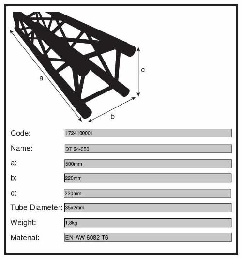 Ферма алюминиевая Dura Truss DT 24-050 артикул A125830-1-3