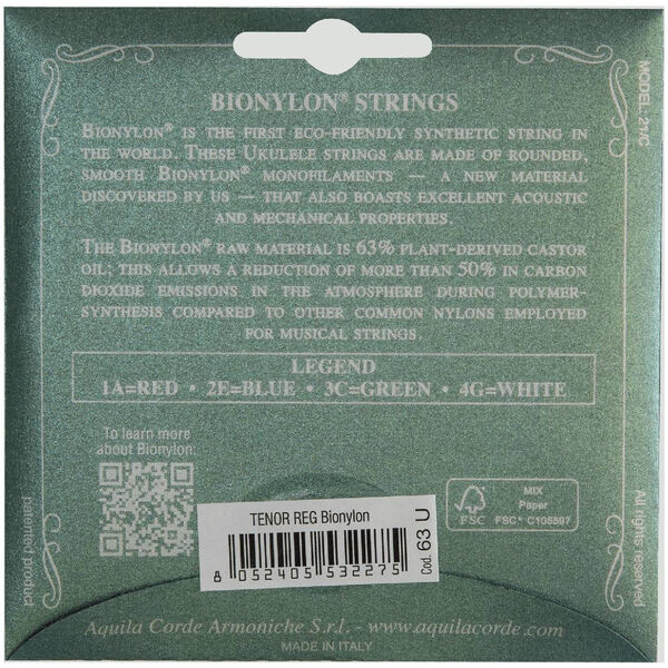 Струны для тенор укулеле Aquila Bionylon 63U артикул A168902-1-2